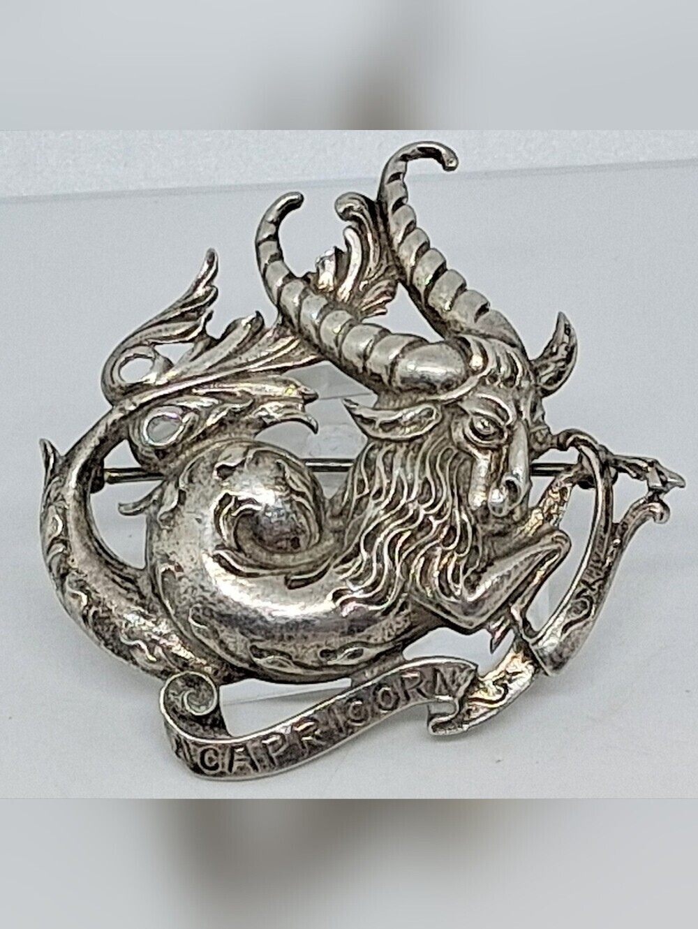 * Vintage CINI Sterling Silver 925 Capricorn Zodiac Pin Brooch